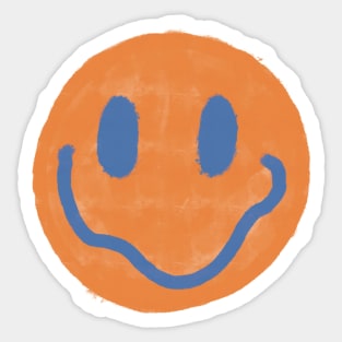 Orange and Blue Vintage Smiley Face Sticker